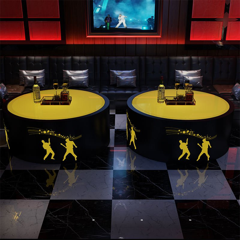 Outdoor Glowing Bar Nightclub Luminous Center Bar Coffee Table LED Hookah Lounge Furniture Round Bar Tables