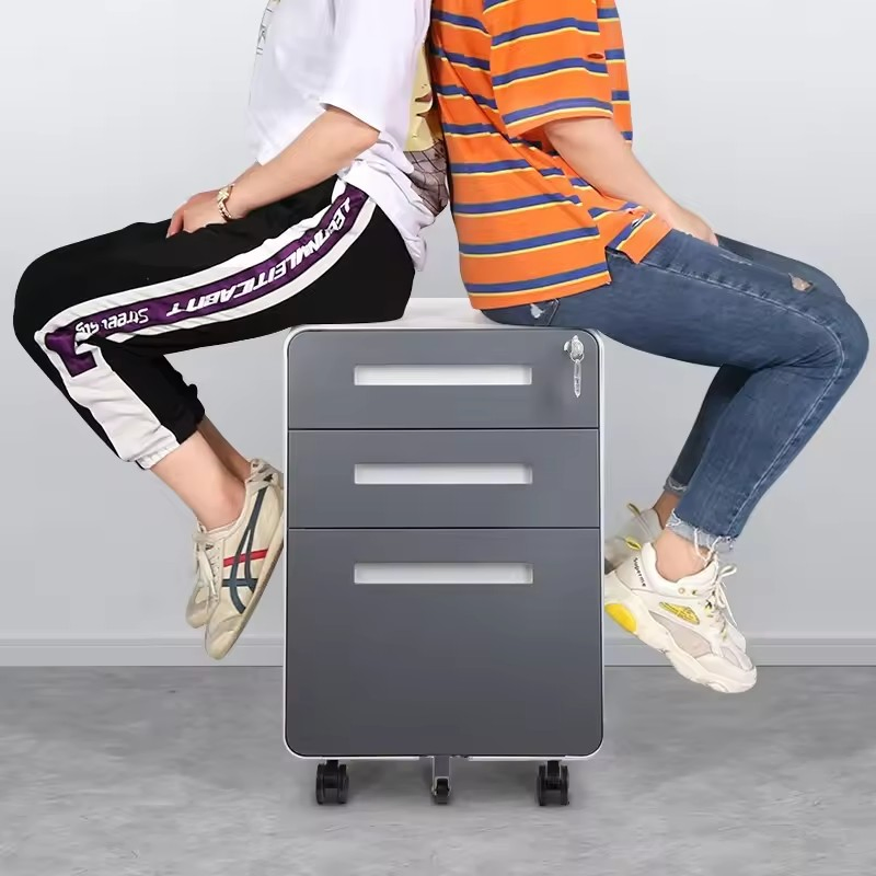 Office Steel Mobile Under Desk File Pedestal Filing Cabinet with Wheels 2 3 4 Drawer