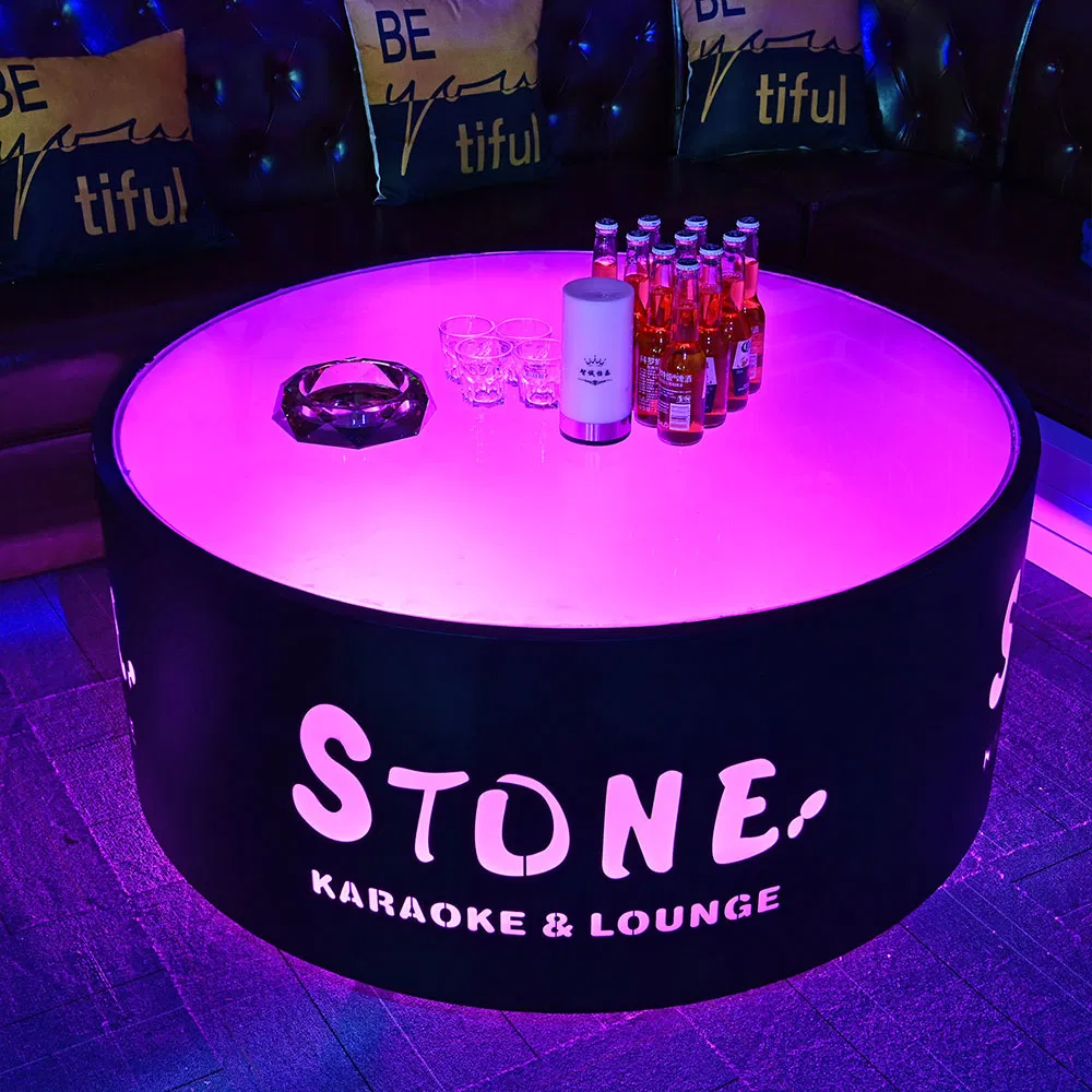 Outdoor Glowing Bar Nightclub Luminous Center Bar Coffee Table LED Hookah Lounge Furniture Round Bar Tables