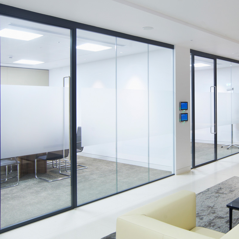 Acoustic 12.38mm 10mm Single Glazed Frameless Laminated Glass Office Partitions