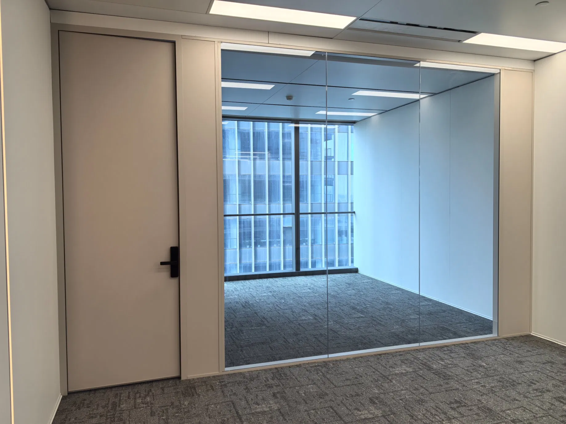 Aluminium Modular Space System Division Wall Clear Glass Office Furniture Partition