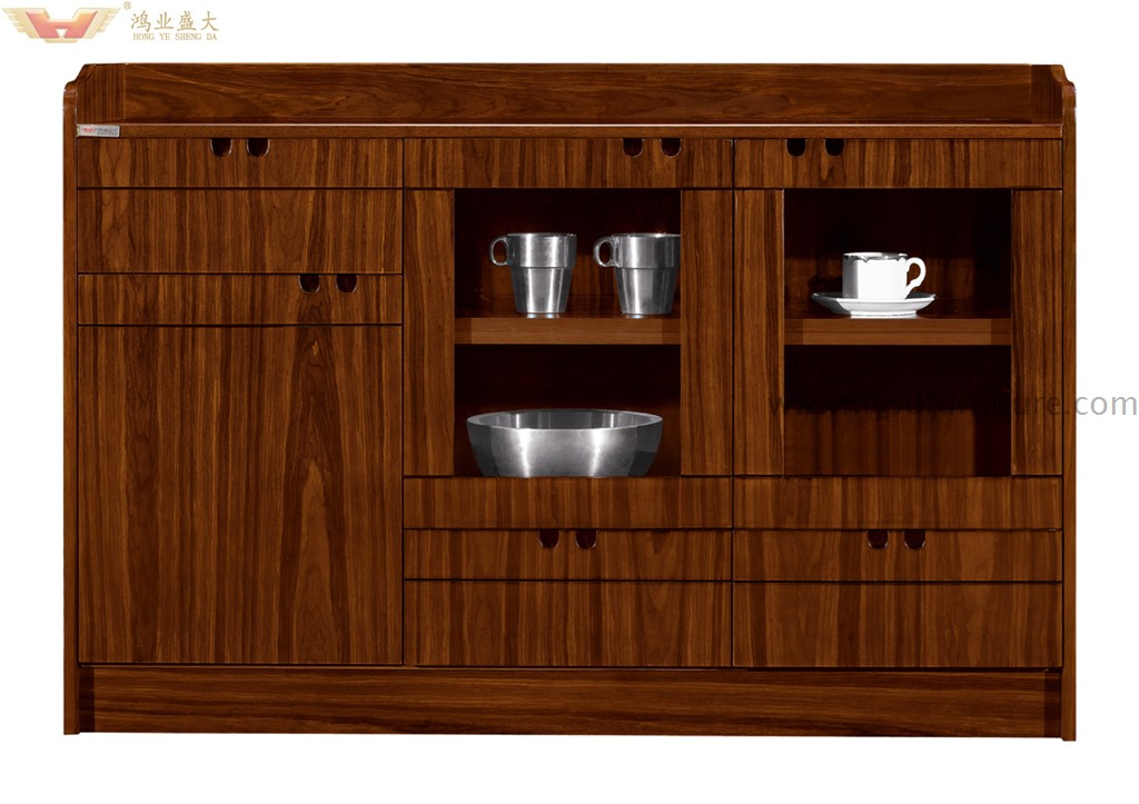 Modern Credenza Side Storage Tea Wood Veneer Office Cabinet (HY-512)
