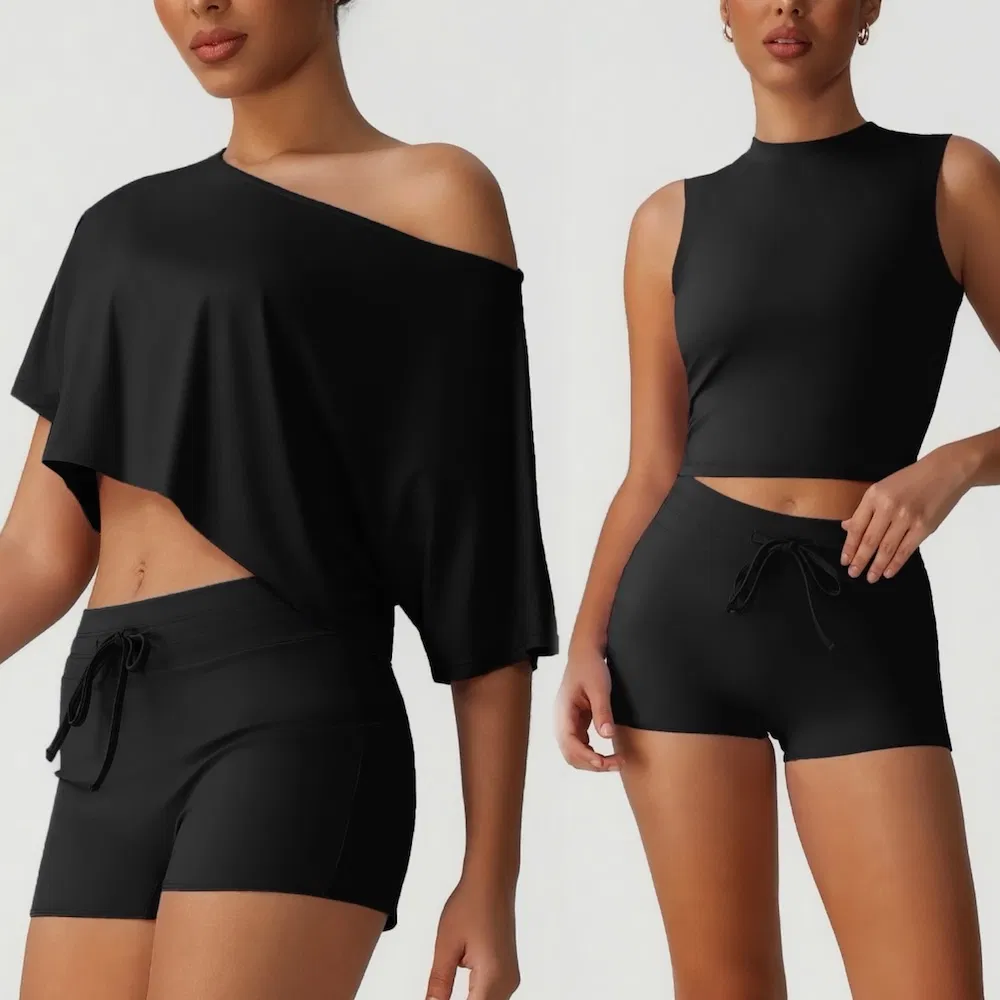 سعر المصنع ملابس رياضية غير رسمية ملابس صالة رياضية للي ladies، حمالة صدر رياضية بتصميم تمويه وشورتات رياضية عالية الخصر ملابس صيفية مثيرة