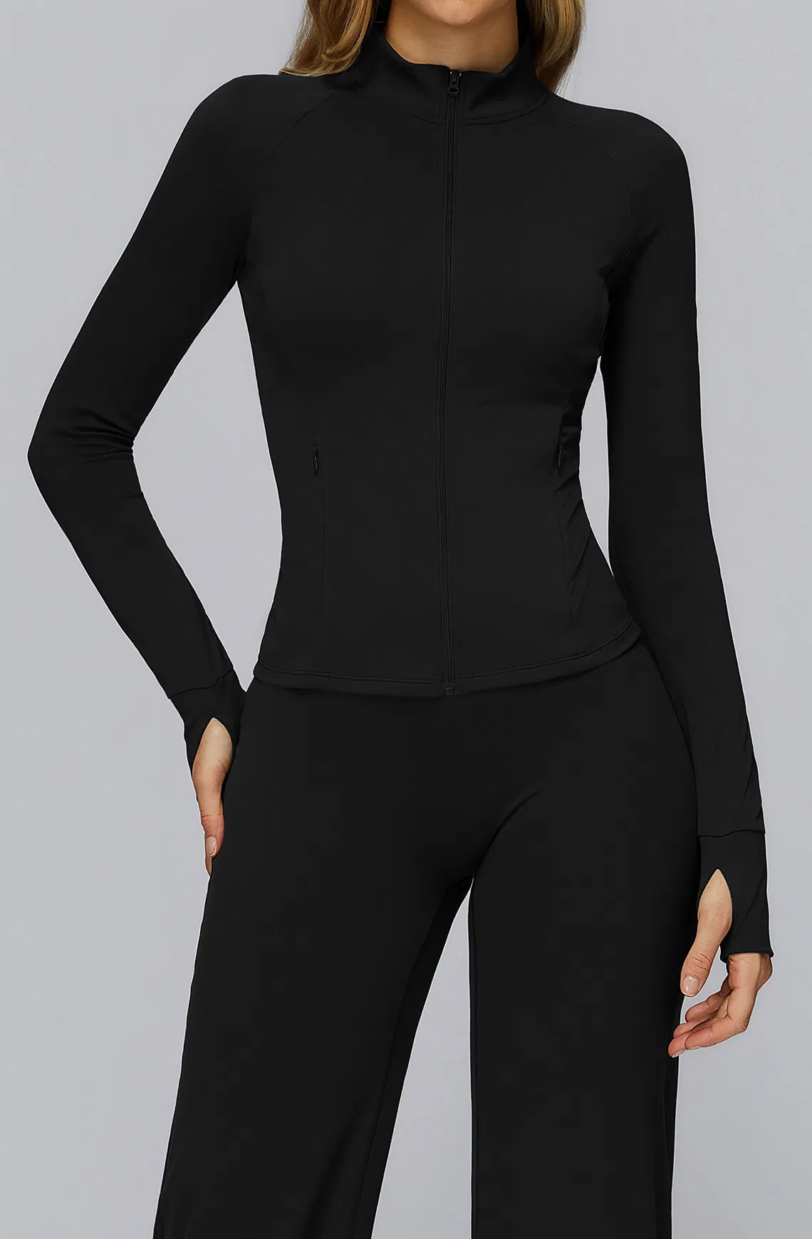 Yoga Suit Zipper Slim Fit Yoga Wear with Pockets Fitness Clothes Casual Running Athletic Clothing