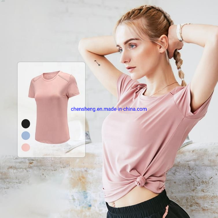 مجموعة حمالة صدر قصيرة الأكمام للنساء بتصميم خاص للعلامة التجارية الخاصة، ملابس رياضية للنساء لممارسة اليوغا والجري
