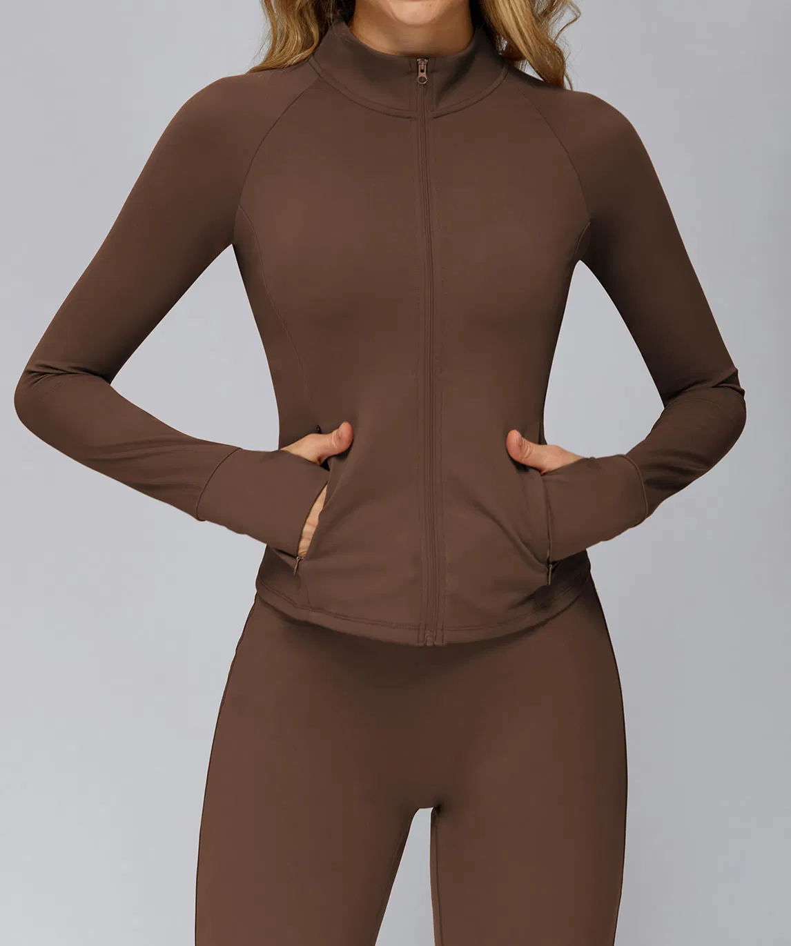 Yoga Suit Zipper Slim Fit Yoga Wear with Pockets Fitness Clothes Casual Running Athletic Clothing