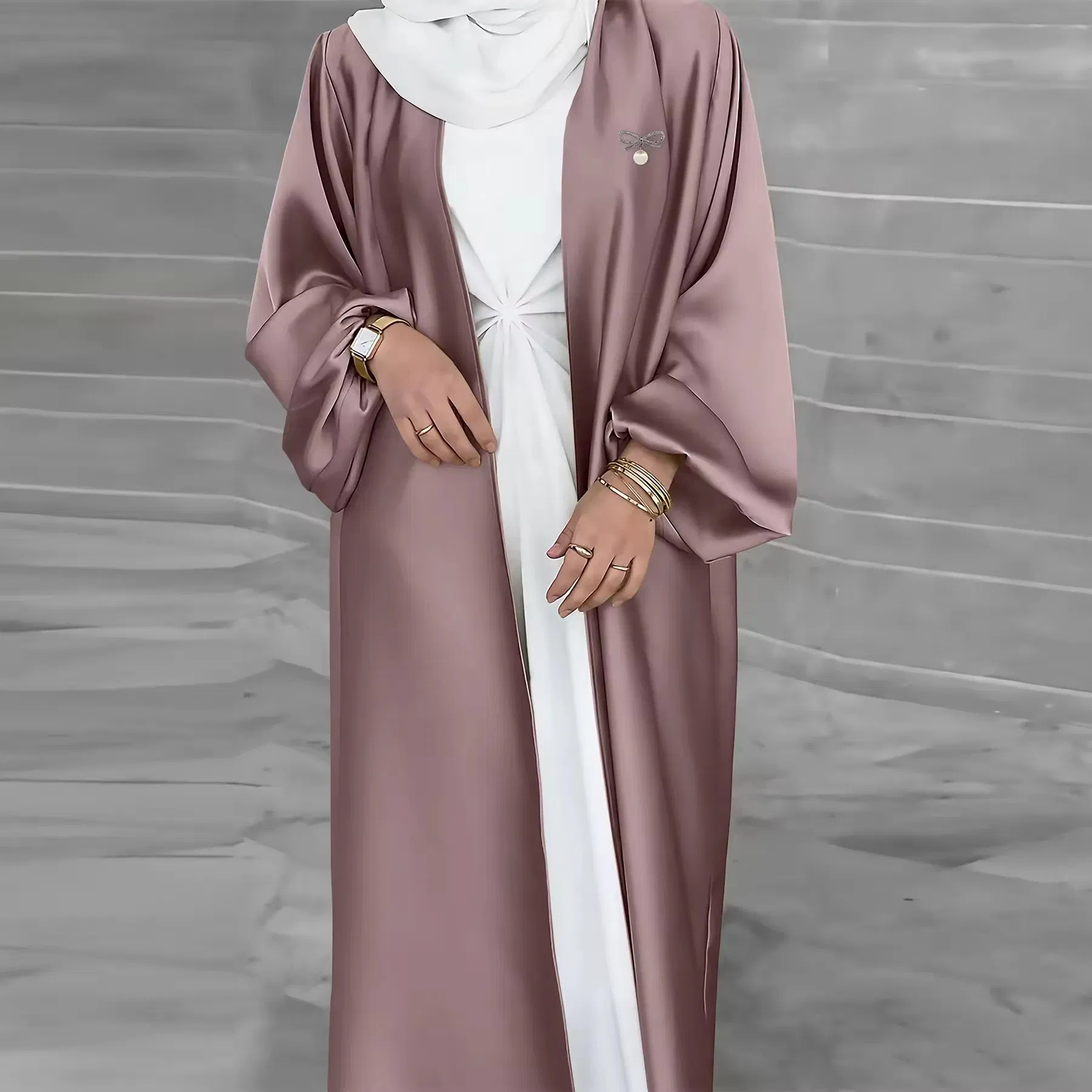 ملابس نسائية مسلمة بألوان صلبة أنيقة للارتداء اليومي