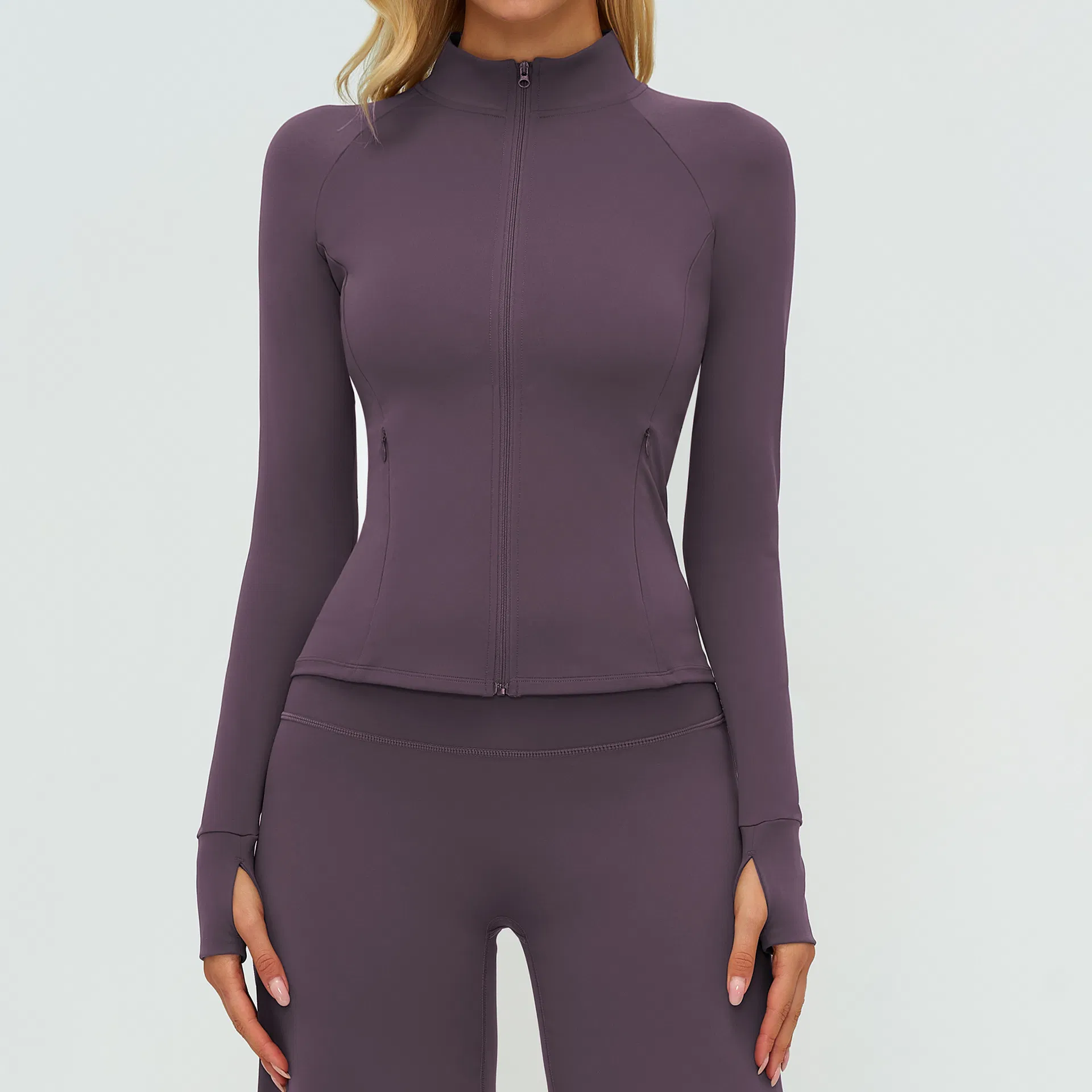 Yoga Suit Zipper Slim Fit Yoga Wear with Pockets Fitness Clothes Casual Running Athletic Clothing