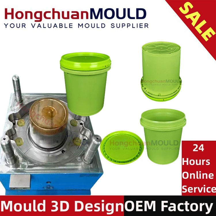 Packaging Bucket Injection Mold Industrial Painting Bucket Lubrication Oil Pail Injection Mould
