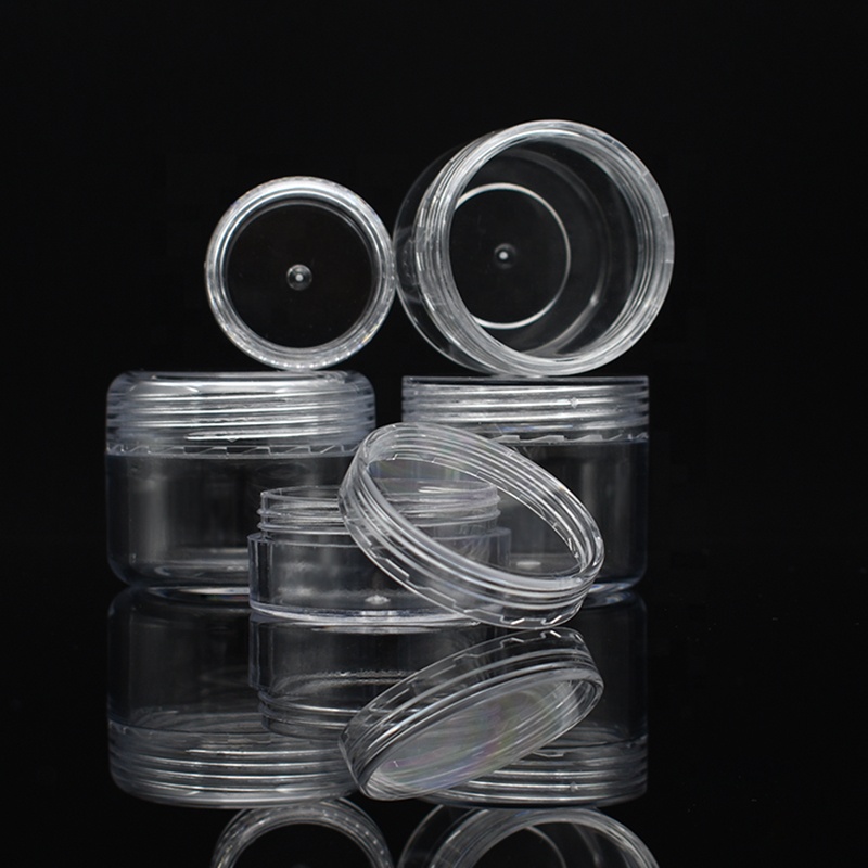 Plastic Jar Small Eyeshadow Pots Low Profile Jar Wholesale 2.5g 3g 3ml 5g 5ml 10g 15g 20g 30g Empty Round Plastic Sample Jar