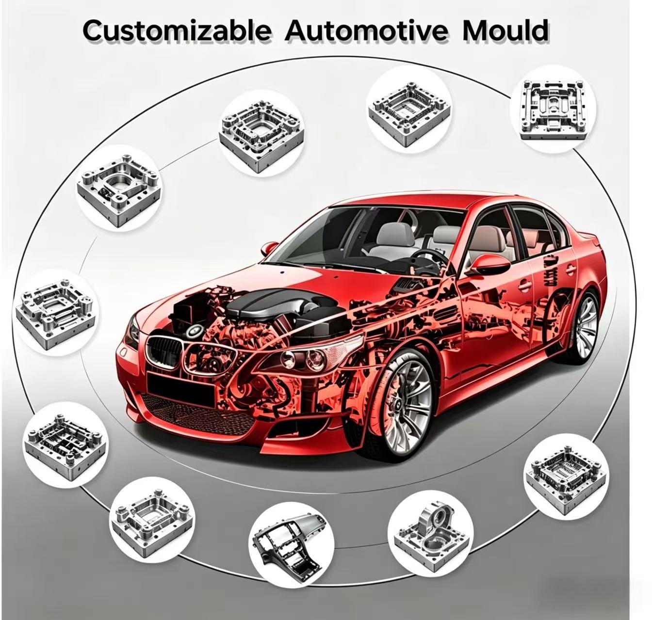 Custom Automotive Interior Trim Injection Mold, PP-T20 and PC-ABS, Class a Surface SPI A2, PPAP Support-TIG