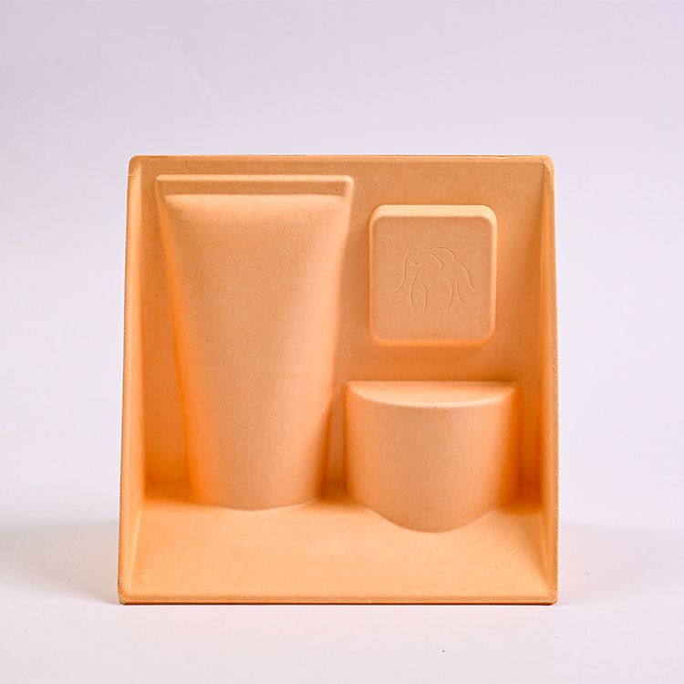 Factory Customized Sugarcane Pulp Molded Eco-Friendly Packaging Biodegradable Disposable Paper Tray for Skincare