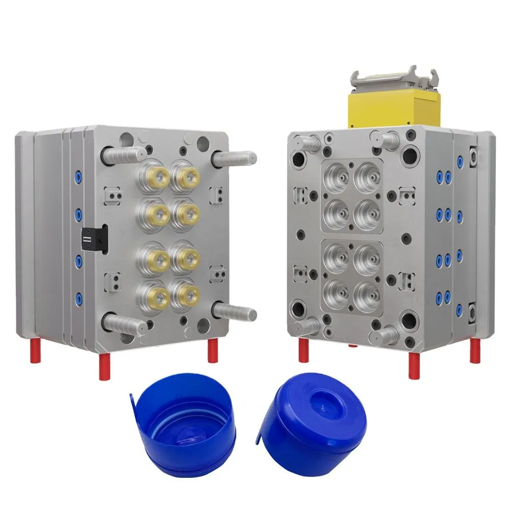 8 Cavity Custom Plastic Injection Mold for Wide Mouth Bucket Cap, 718h Steel High Gloss Mould for Industrial Packaging Lid