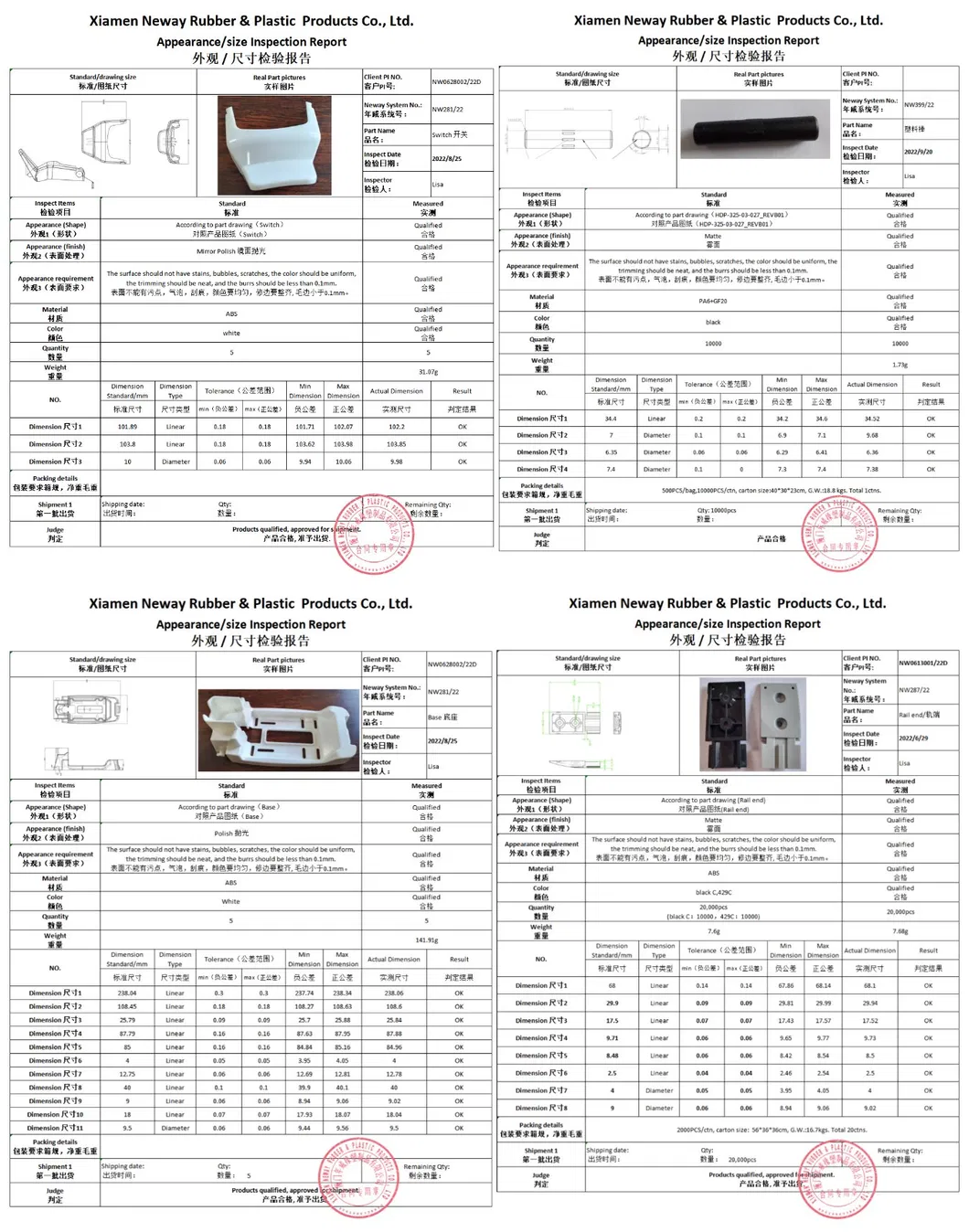 Plastic Parts and Molds Comprehensive Inspection Report