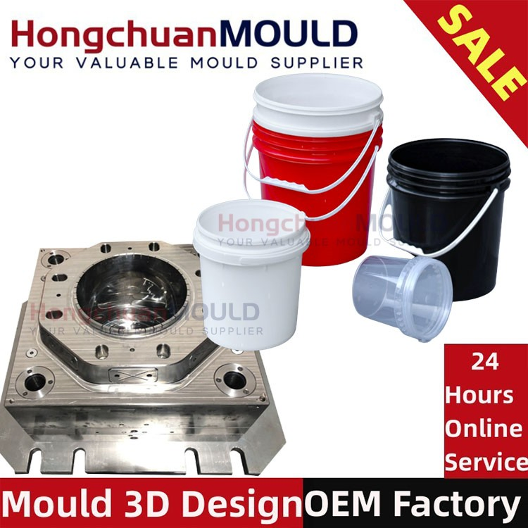 Packaging Bucket Injection Mold Industrial Painting Bucket Lubrication Oil Pail Injection Mould