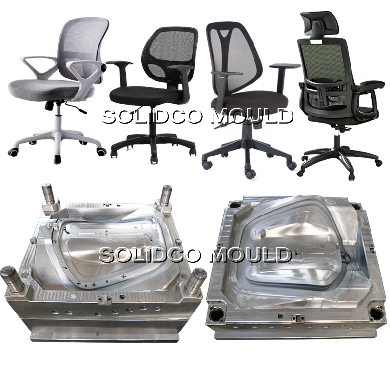 Plastic Office Chair Mold Ergonomic Backrest Armrest Furniture Mould Manufacturing Taizhou Huangyan Factory Injection Molding
