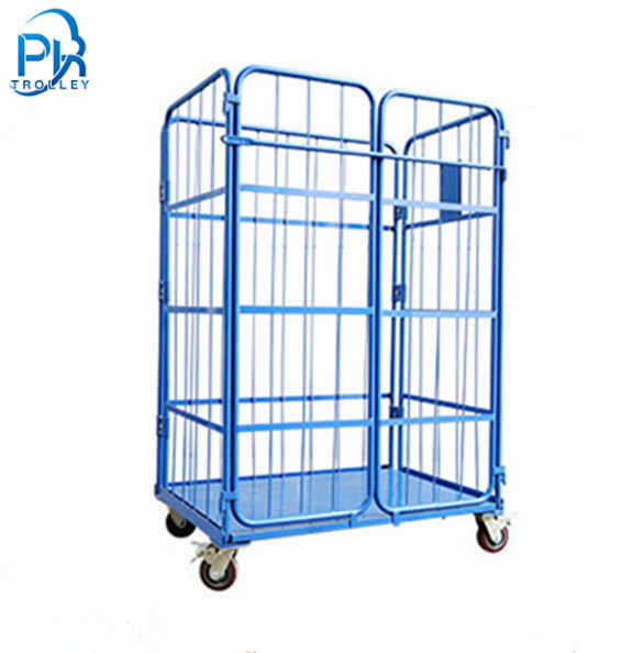 Powder Coated Transportation Turnover Roll Container Cage Trolley