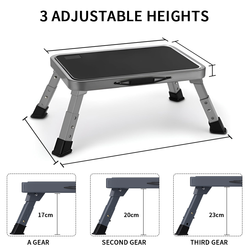 Portable Folding Step Ladder Steel Work Platform Adjustable Mobile Scaffold Car Wash Working Platform RV Camping Truck Aerial