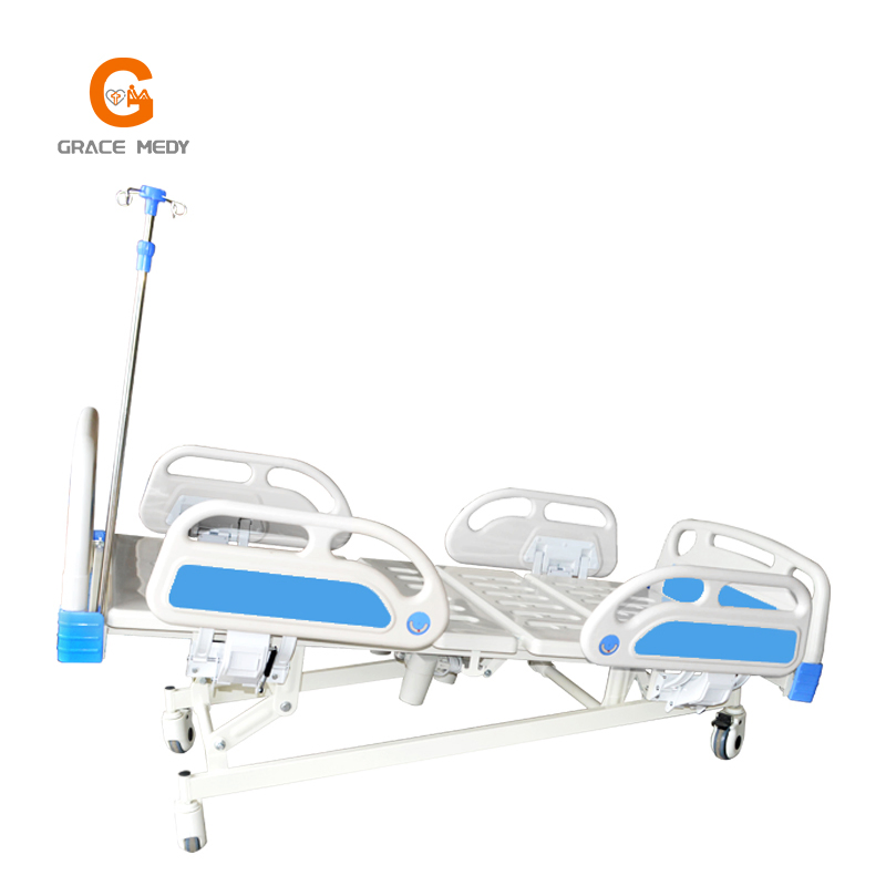 Hospital Medical Surgical Five Function Adjustable ICU Electric Patient Nursing Hospital Bed with Casters