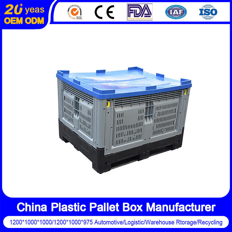 1200X1000X810mm Collapsible Plastic Turnover Pallet Box Foldable Plastic Pallet Box