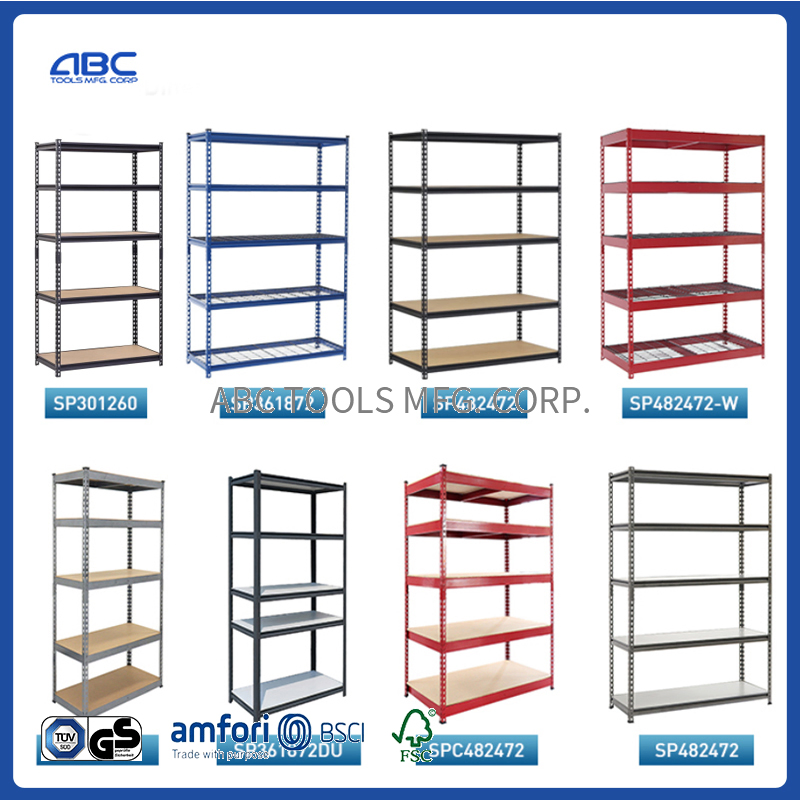 Pre Assembled Portable Professional Basics Deep/Wide 5 Shelf Angle Iron Garage Shelving/Shelves