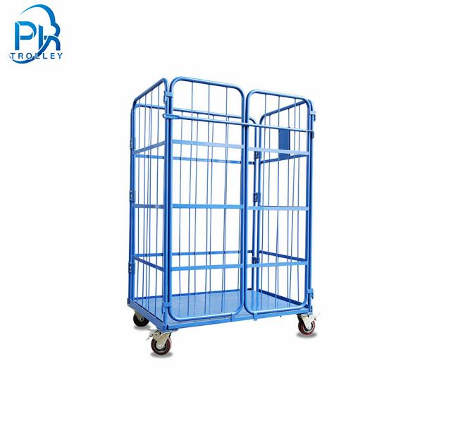 Powder Coated Transportation Turnover Roll Container Cage Trolley