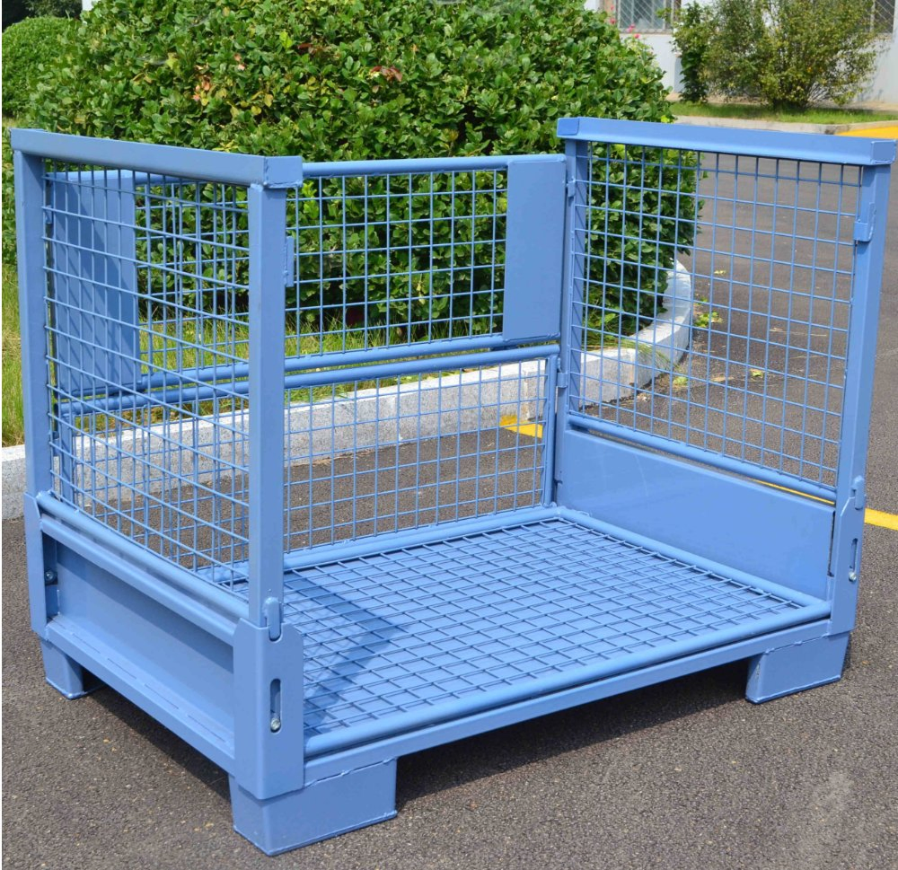 Heavy-Duty Foldable Metal Turnover Box for Industrial Use