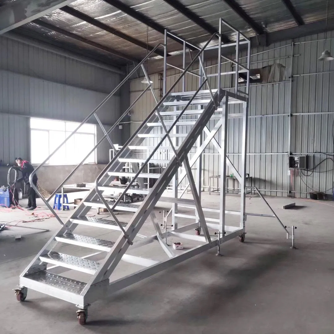 3m 4.5m Platform Height Steel Aluminum Ladders with Handrail Mobile Folding Warehouse Ladders Heavy Duty Ascent Ladders