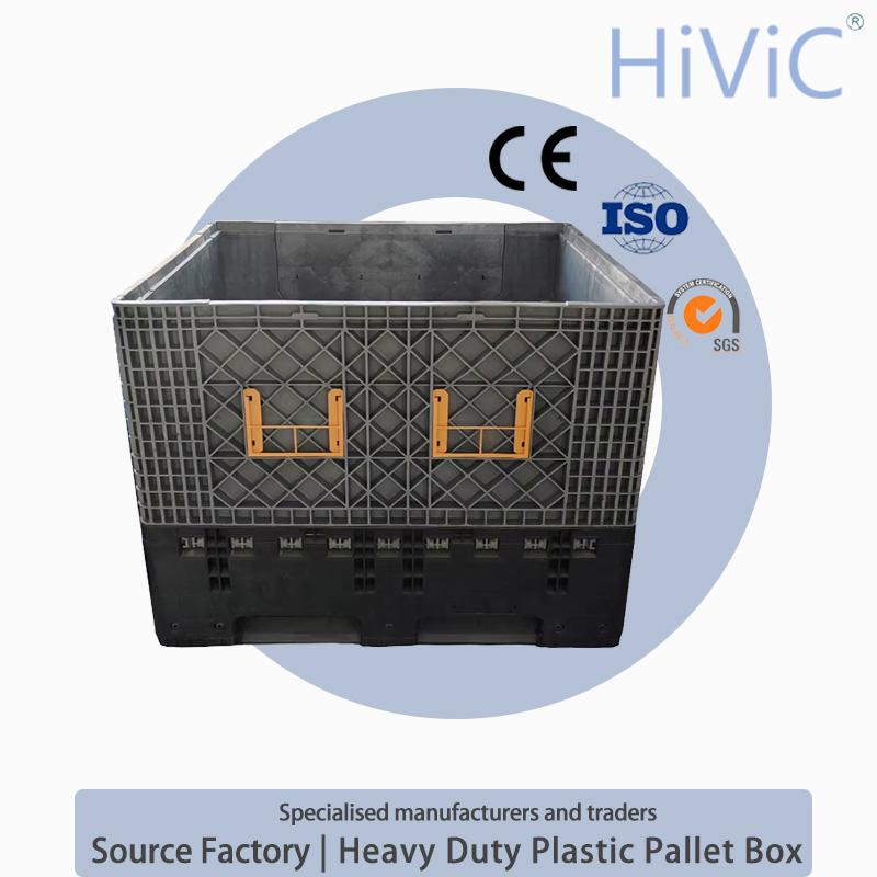 Holding 5 Identical Crates Rigid Solid Manufacturing Folding Turnover Large Plastic Collapsible Pallet Boxes Crates