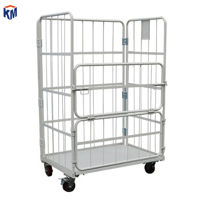 Storage Cage Car Folding Logistics Trolley Grid Turnover Car Supermarket Unloading Push-Pull Car Handling Truck Can Be Customized