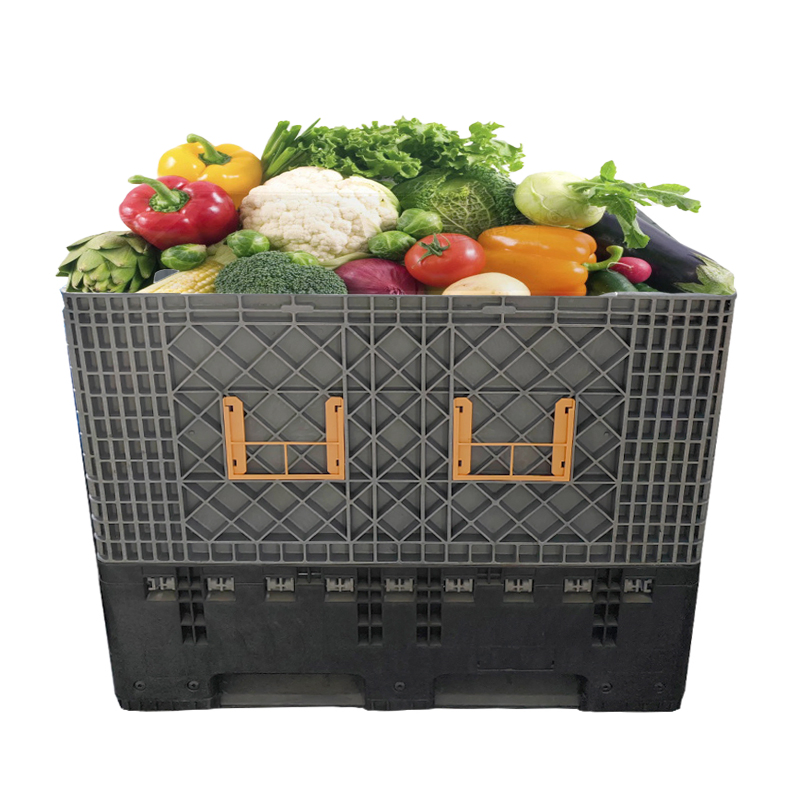 Stackable Large Bulk Sleeve Solid Agricultural Euro Packaging Folding Turnover Storage HDPE Logistic Collapsible Plastic Pallet Container Box with Wheels