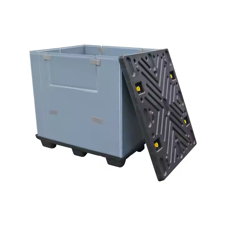 Collapsible PP Sleeve Easy-Folding Plastic Turnover Box Plastic Pallet Sleeve Packs Box with Lid for Storage