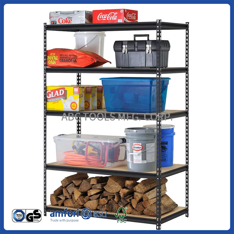 Pre Assembled Portable Professional Basics Deep/Wide 5 Shelf Angle Iron Garage Shelving/Shelves
