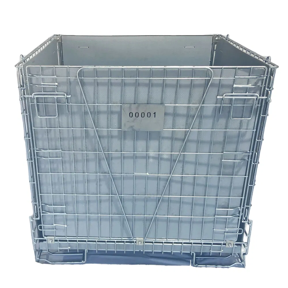 Warehouse Stackable Wire Mesh Box Collapsible Butterfly Cage Foldable Storage Box Made of Mild Steel