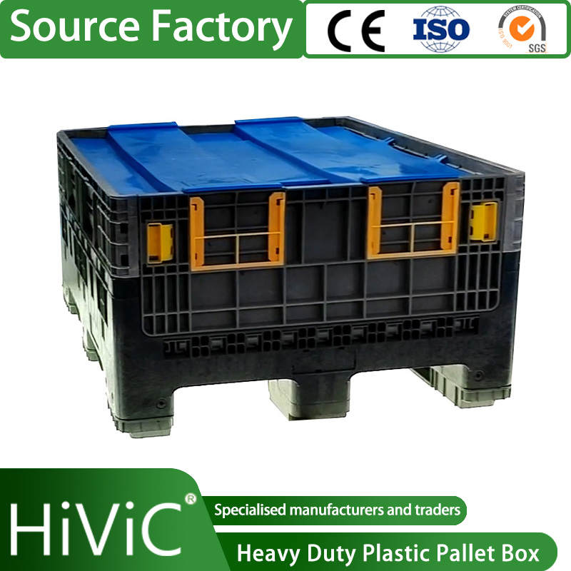 Holding 5 Identical Crates Rigid Solid Manufacturing Folding Turnover Large Plastic Collapsible Pallet Boxes Crates