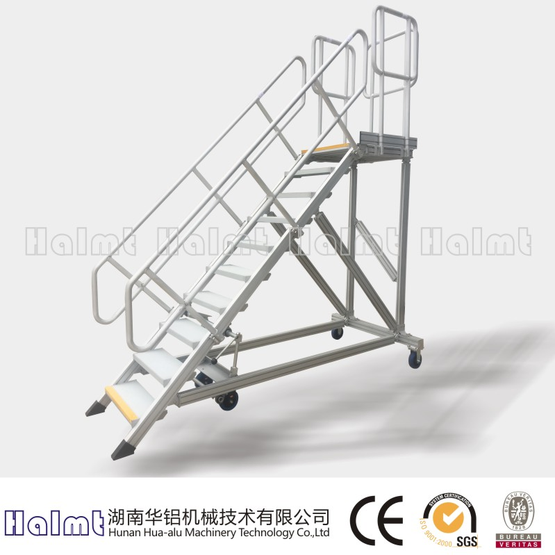 Mobile Aluminum Industrial Ladder with Platform