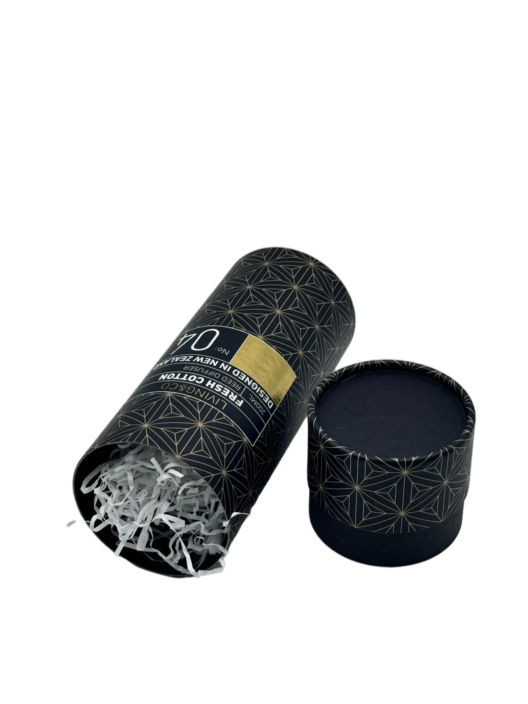 Cylindrical Black Texturehigh-Grade Gift Paper Packing Box Customized Box