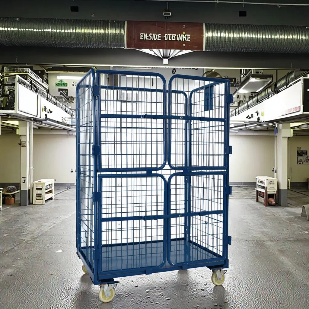 Heavy Duty Folding Roll Cage Trolley for Warehouse Logistics