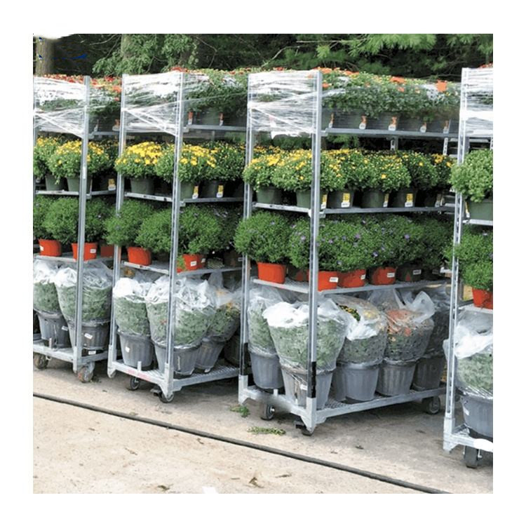 Heavy Duty Metal Mesh Flower Trolley Cage Cart with Wheels Garden Nursery