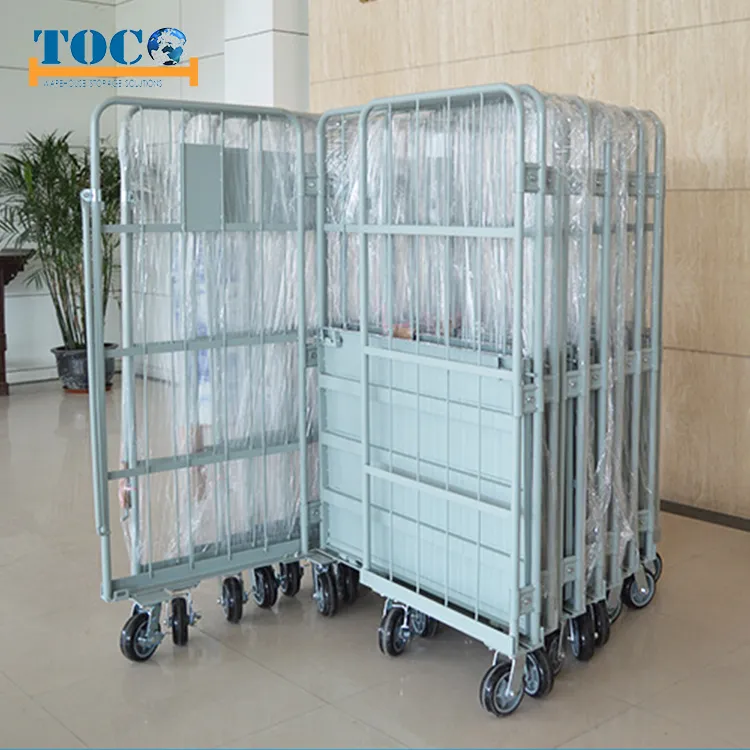 Factory Direct 4 Doors Nestable Roll Container Cage Container Trolley