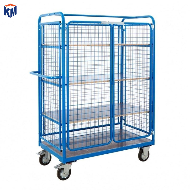 Storage Cage Car Folding Logistics Trolley Grid Turnover Car Supermarket Unloading Push-Pull Car Handling Truck Can Be Customized