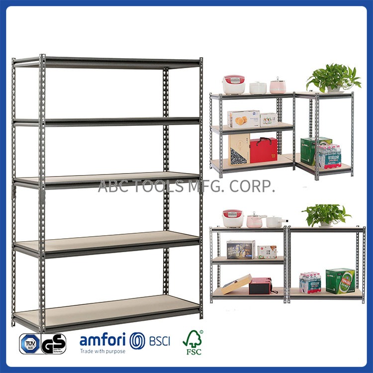 Pre Assembled Portable Professional Basics Deep/Wide 5 Shelf Angle Iron Garage Shelving/Shelves