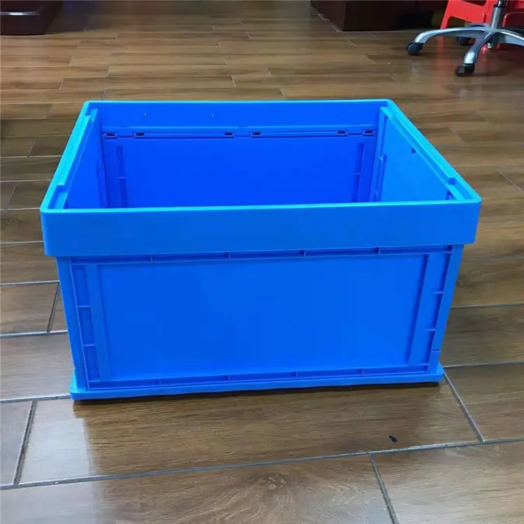 Turnover Box Folding Stackable Turnover Box with Lid Plastic Moving Storage Vegetable Fruit Collapsible Crate
