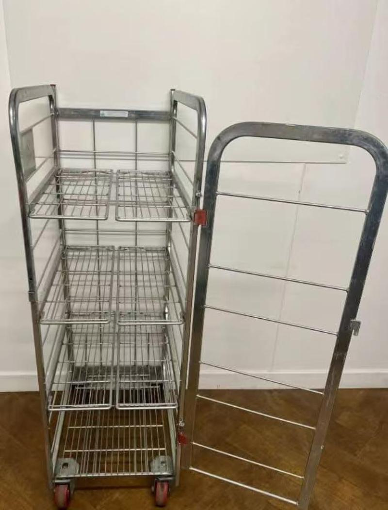 Heavy-Duty Metal Cage Trolley for Safe Transport of Delicate Goods