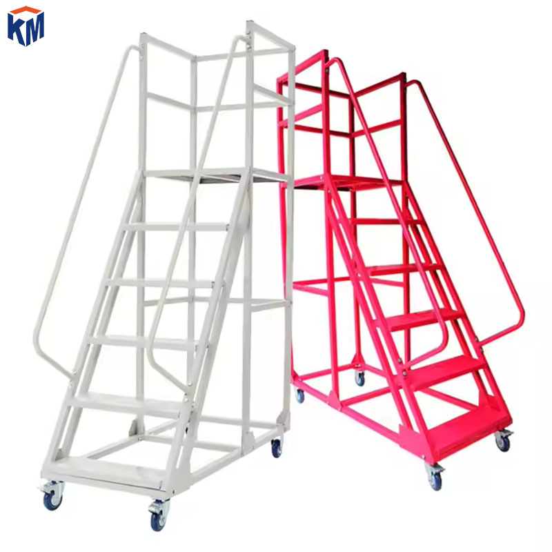 Mobile Climbing Ladder, Wheeled Shelf, Cargo Handling Platform, Ladder, Truck, Boarding Ladder, Non-Slip Steps, Detachable Stairs