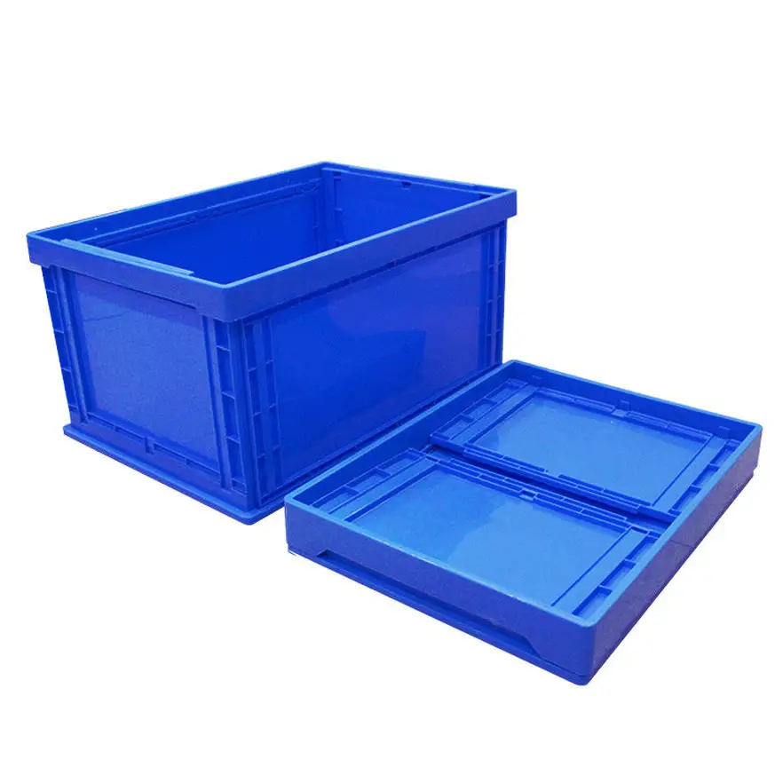 Turnover Box Folding Stackable Turnover Box with Lid Plastic Moving Storage Vegetable Fruit Collapsible Crate