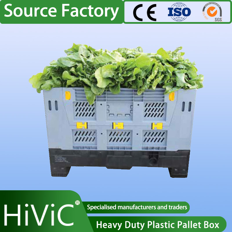Holding 5 Identical Crates Rigid Solid Manufacturing Folding Turnover Large Plastic Collapsible Pallet Boxes Crates
