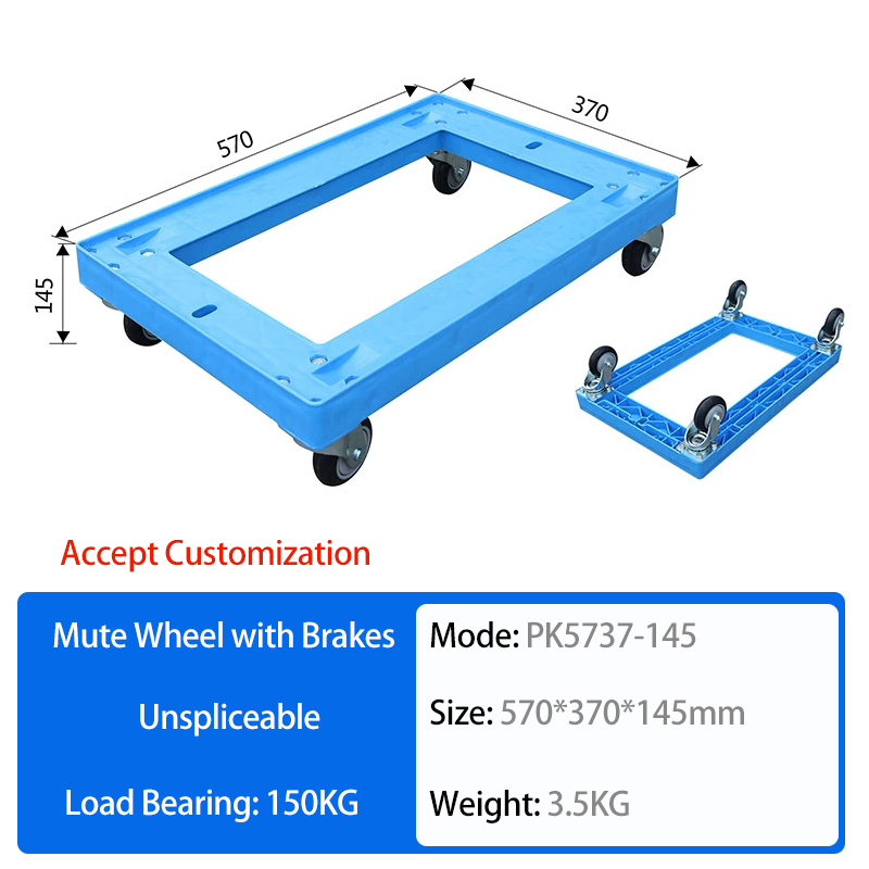 New Design High Load Plastic Platform Hand Trolley100kg-200kg Industrial Platform Cart Trolley