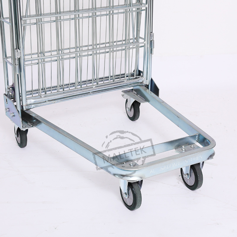 Zinc Plated Three Door Wire Mesh Metal Roll Container Cage Rolling Trolley