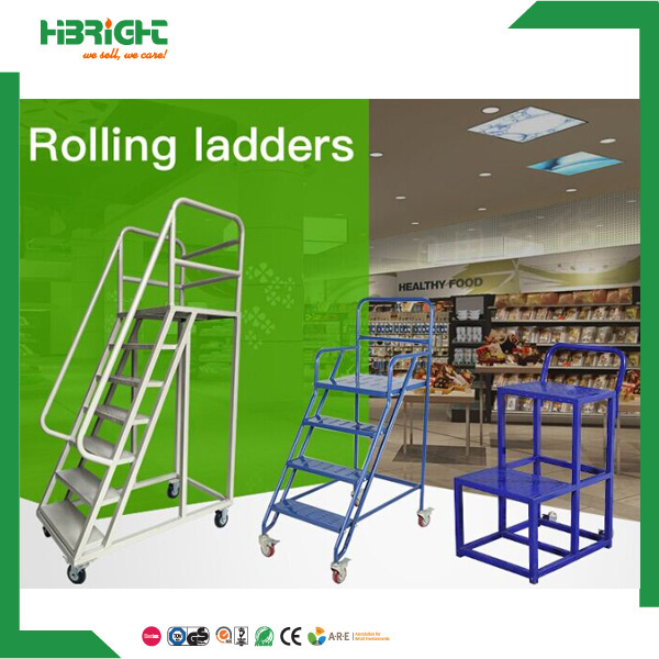 Warehouse Supermarket Portable Mobile Step Rolling Ladder